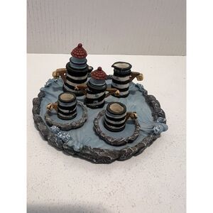 MINIATURE LIGHTHOUSE TEA SET Mini‎ Sea Ocean Decor Cup 1990s Resin 10 Piece